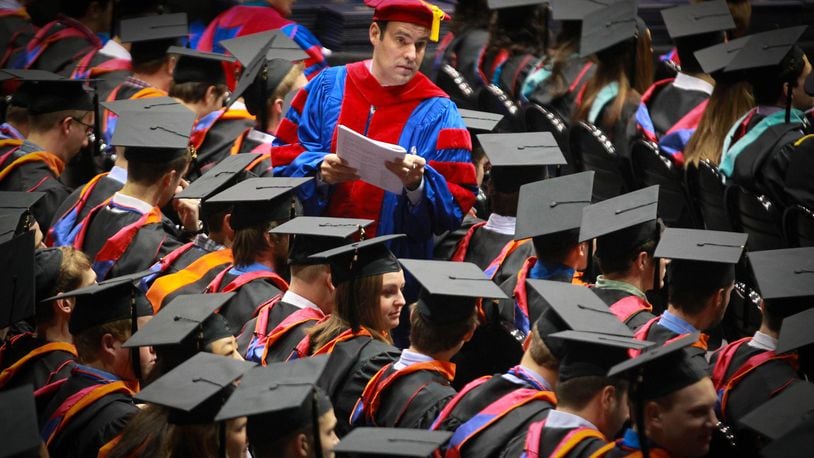 More than 2,000 UD graduate and undergraduate students will be awarded degrees Saturday and Sunday at the University of Dayton Arena. FILE