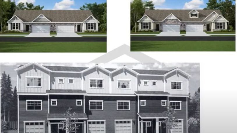 Duplexes and townhome renderings that Oberer presented at a Nov. 9 Yellow Springs Planning Commission meeting. The housing plans have caused controversy in the village. CONTRIBUTED
