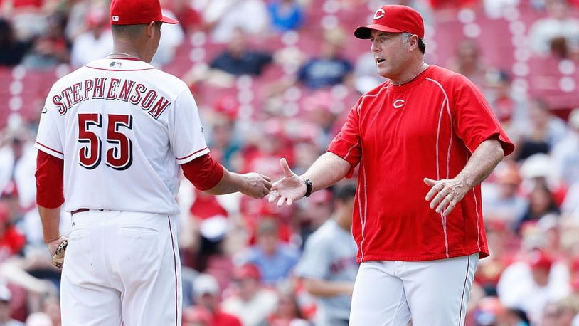 CINCINNATI, OH - SEPTEMBER 05: Cincinnati Reds manager Bryan Price takes the ball from starting pitcher Robert Stephenson #55 in the sixth inning against the New York Mets at Great American Ball Park on September 5, 2016 in Cincinnati, Ohio. The Mets defeated the Reds 5-0. (Photo by Joe Robbins/Getty Images)