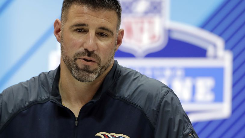 Tennessee Titans head coach Mike Vrabel speaks during a press conference at the NFL football scouting combine, Wednesday, Feb. 28, 2018, in Indianapolis. (AP Photo/Darron Cummings)