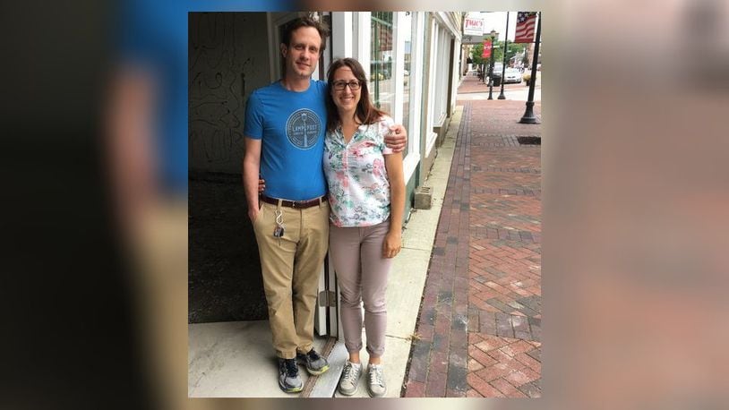 Cecelia Garmendia and Ryan Tassef plan to open Lamp Post Cheese in September on the north end of the area envisioned for an occasional entertainment district area on East Mulberry Street in Lebanon. LAWRENCE BUDD / STAFF