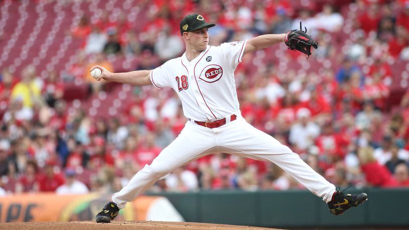 Reds starter Anthony DeSclafani pitches against the Dodgers on Friday, May 17, 2019, at Great American Ball Park in Cincinnati. David Jablonski/Staff