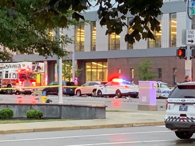 Police cruisers involved in accident near Main Library