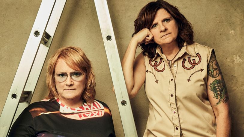 Emily Saliers (left) and Amy Ray of Indigo Girls, performing at Rose Music Center in Huber Heights on Wednesday, Sept. 1, released its fifteenth studio album, “Look Long,” in the early days of the pandemic.