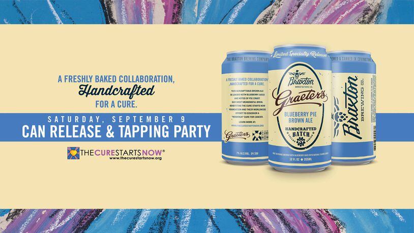 Graeter’s Ice Cream and Braxton Brewing Company are collaborating to create Blueberry Pie Brown Ale in time to support “The Cure Starts Now,” which researches pediatric brain cancer.