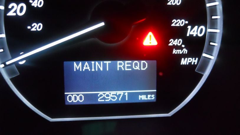 A Lexus "maintenance-required" display on the dash that comes on every 5,000 miles, regardless of how the vehicle was driven. Contributed