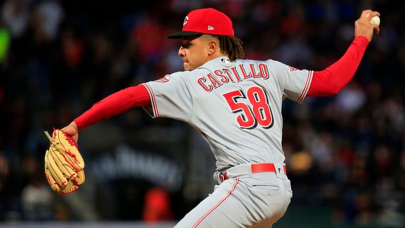 SAN FRANCISCO, CALIFORNIA - MAY 10: Luis Castillo #58 of the Cincinnati Reds pitches during the third inning against the San Francisco Giants at Oracle Park on May 10, 2019 in San Francisco, California. (Photo by Daniel Shirey/Getty Images)