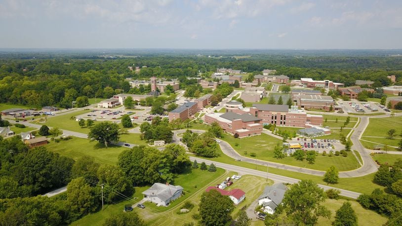 An aerial view of the campus of Central State University on Brush Row Road in Wilberforce. CHUCK HAMLIN/STAFF