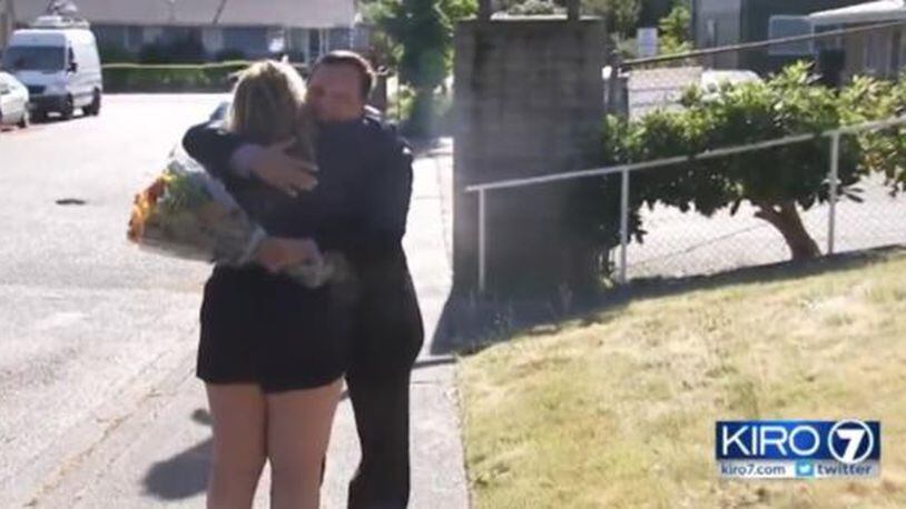 A woman found and reunited with the man who saved her life after a horrific car crash 25 years ago. (Photo: Screengrab via KIRO7.com)