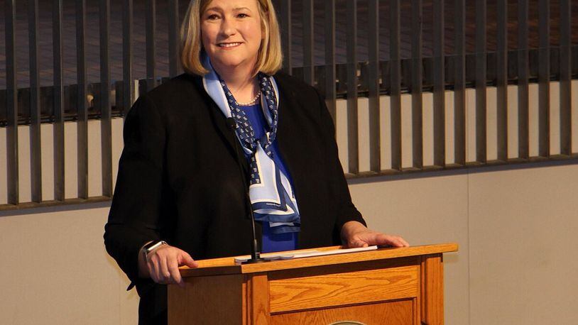 “With one crisis after another, 2019 was certainly the most challenging year I have faced as your Mayor,” Dayton Mayor Nan Whaley said Wednesday during her State of the City address at the main branch of the Dayton Metro Library. Photo by Stewart Halfacre