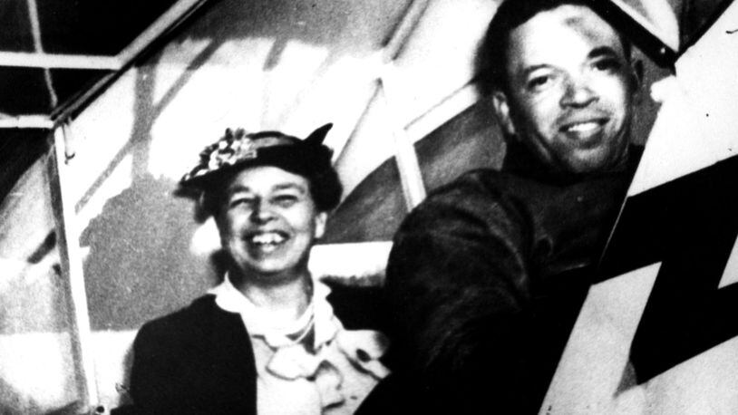 First Lady Eleanor Roosevelt supported the Civilian Pilot Training Program and the War Training Service. She is pictured here in a Piper J-3 Cub trainer with C. Alfred Chief Anderson, a pioneer black aviator and respected instructor at Tuskegee Institute. (U.S. Air Force photo)