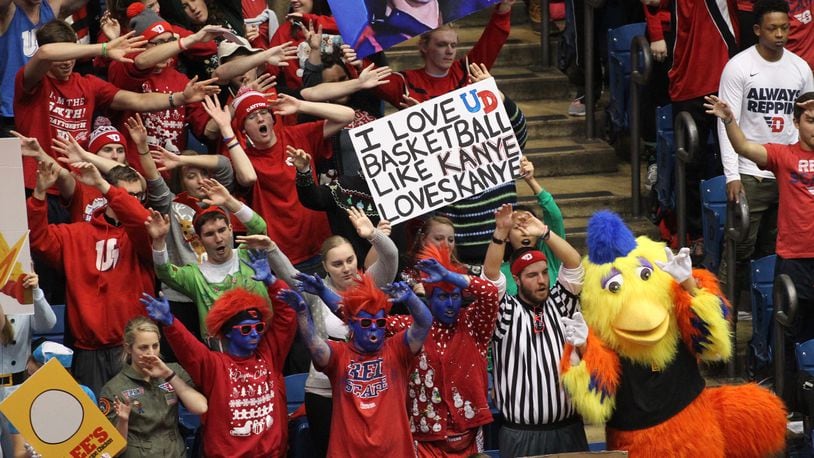 Dayton fans cheer during a game against East Tennessee State on Saturday, Dec. 10, 2016, at UD Arena. David Jablonski/Staff