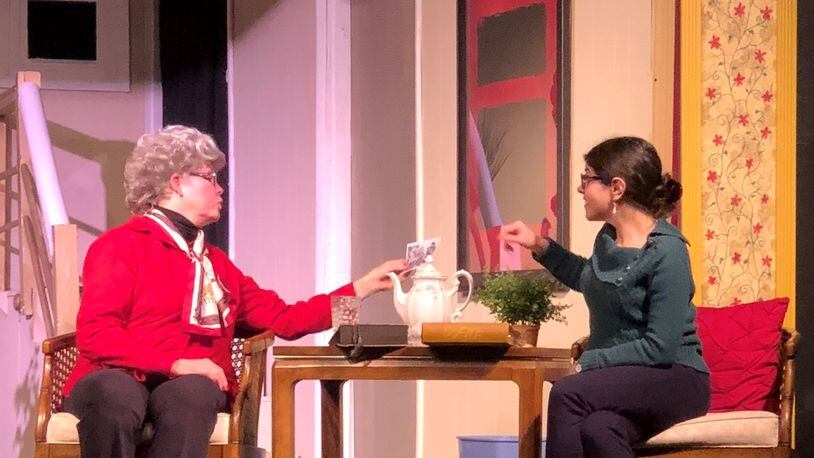 Pam McGinnis (left) and Jenny Westfall are pictured in the Actor’s Theatre of Fairborn production of “The Interview.” They will recreate their roles in the upcoming production at Beth Jacob synagogue.  CONTRIBUTED