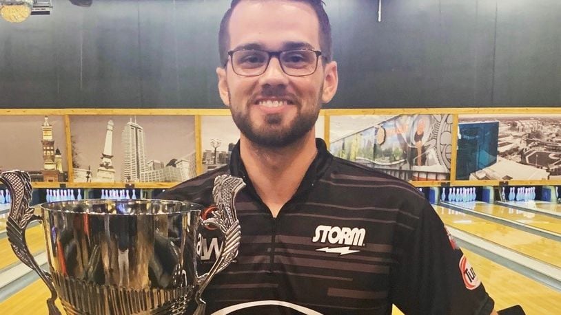 Chris Via, of Springfield, after winning his 4th PBA Regional title recently in Indiana. CONTRIBUTED