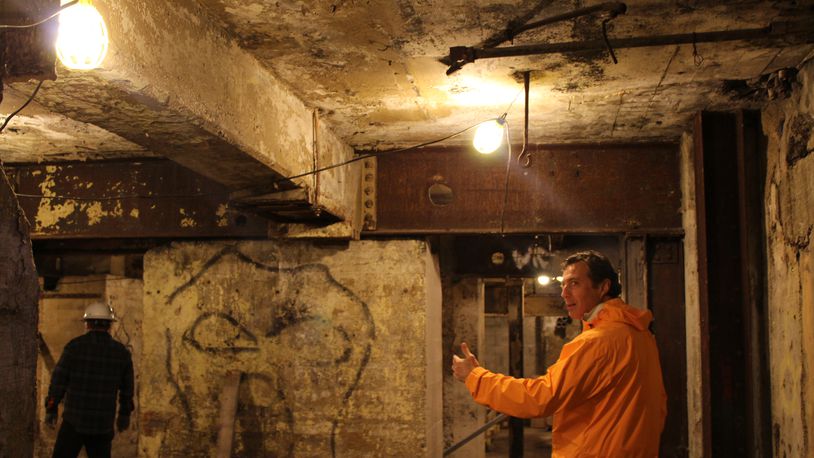John Riazzi in the basement of the Steam Plant during its renovation in 2016. CORNELIUS FROLIK / STAFF