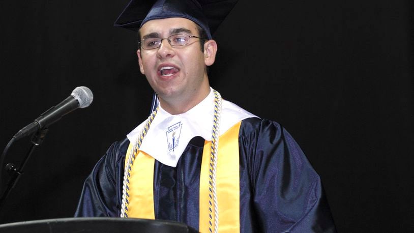 United student body vice president Pasquale Toscano speaks during the Kettering Fairmont High School commencement at the Nutter Center in Fairborn in 2012. CONTRIBUTED BY PETER WINE