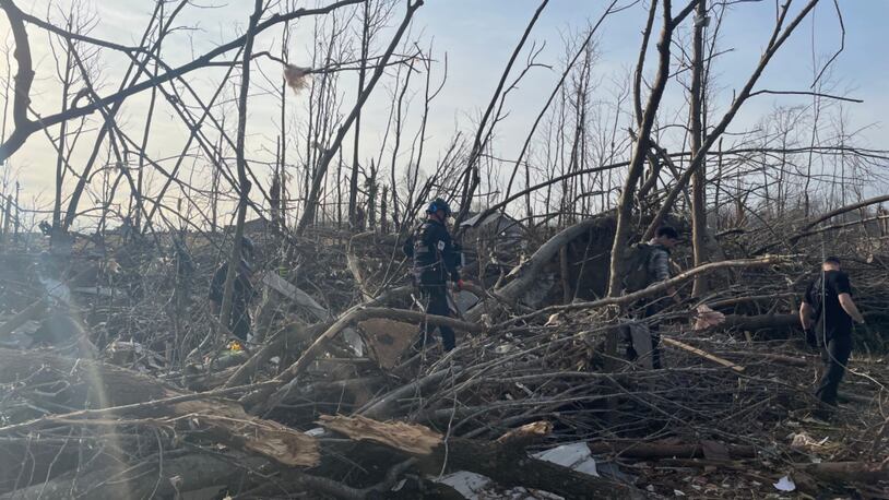 Ohio Task Force 1 is assisting with search efforts in Kentucky after tornadoes killed dozens on Dec. 10, 2021. Photo courtesy Ohio Task Force 1.