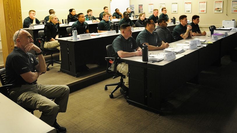 BEHIND THE BADGE: Sinclair police cadets have classroom training Wednesday, Feb. 28, 2024. MARSHALL GORBY\STAFF