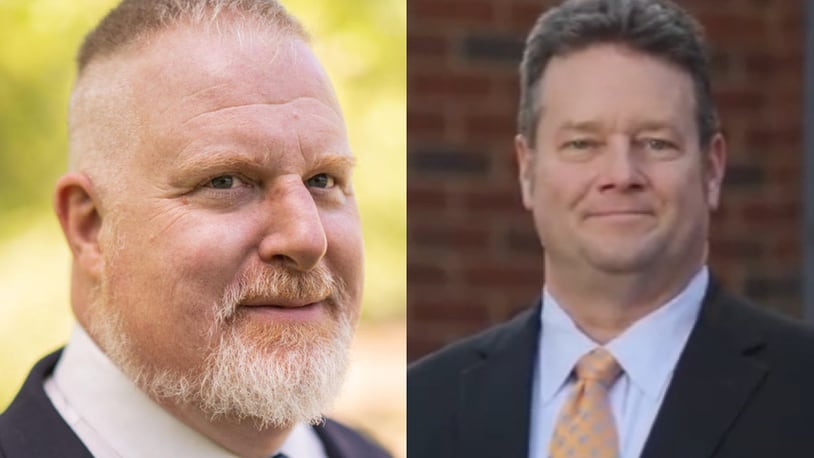 The candidates for Ohio's 70th Statehouse district in the November 2022 election are Eric Price (left) and incumbent Brian Lampton (right).