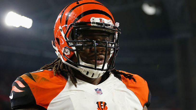 GLENDALE, AZ - NOVEMBER 22: Outside linebacker Vontaze Burfict #55 of the Cincinnati Bengals on the sidelines during the NFL game against the Arizona Cardinals at the University of Phoenix Stadium on November 22, 2015 in Glendale, Arizona. (Photo by Christian Petersen/Getty Images)