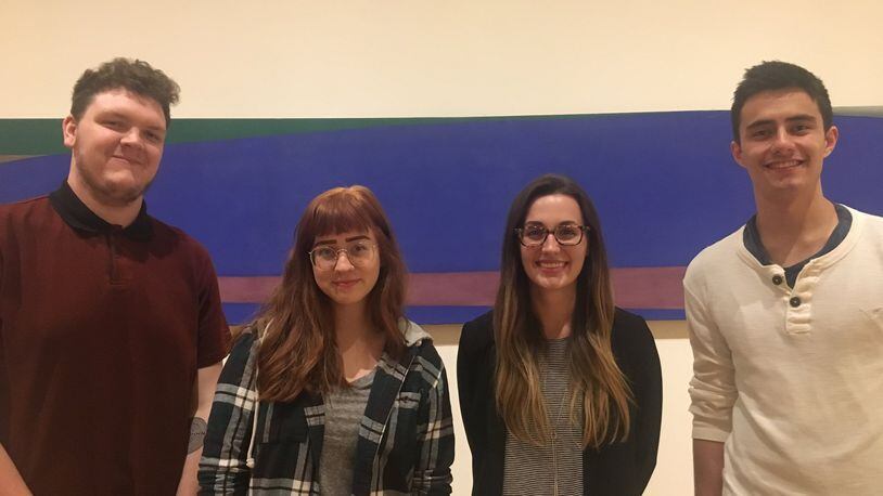 2017 Yeck College Fellows exhibiting at Dayton Art Institute (from left) Lucas Underwood Bergeron, Eva Lewis, Lauren Reis and Alexander Belmonte Paat. CONTRIBUTED