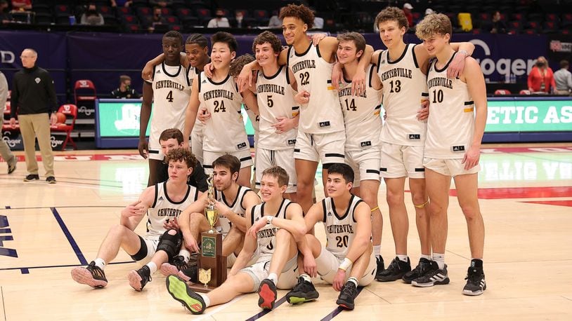 Centerville High School won today its first Ohio Division I boys basketball championship Sunday night with a 43-42 victory over Westerville Central at the University of Dayton Arena. MICHAEL COOPER/CONTRIBUTED