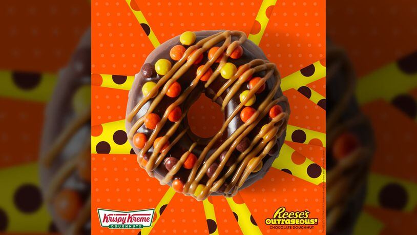 Krispy Kreme and Reese's have teamed up for the "Reese's Outrageous Donut."