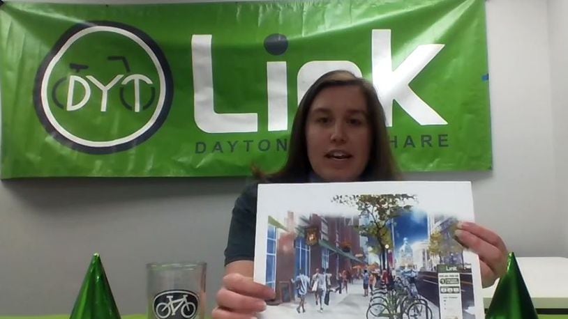 Laura Estandia, executive director of Bike Miami Valley, announced on Facebook today that Link Dayton Bike Share relaunches in about a month, with 100 new electric bikes. CORNELIUS FROLIK / STAFF