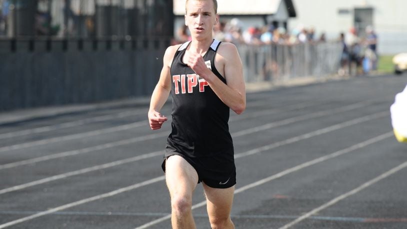 Tippcanoe’s Bryce Conley won a Division II district title in the 3,200-meter run Saturday at Graham High School. Greg Billing/CONTRIBUTED