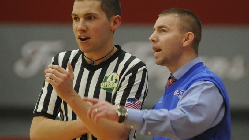Josh Sagester (right) led Tri-Village to a D-IV boys state basketball title in 2015. MARC PENDLETON / STAFF