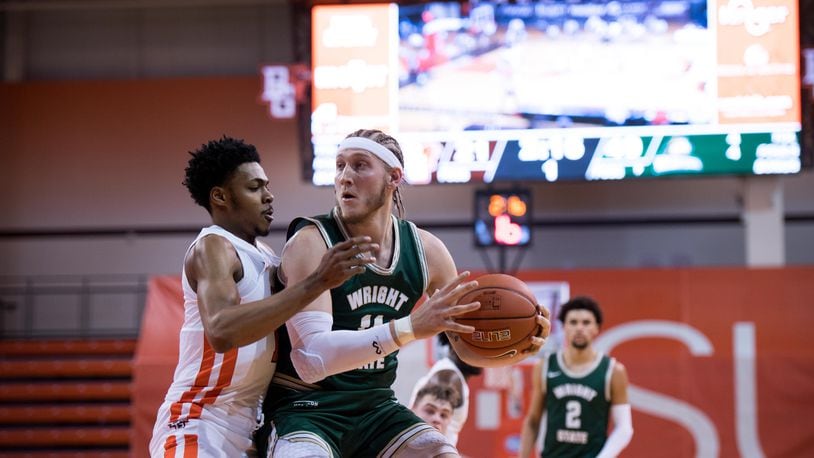 Wright State's Loudon Love (right) became the school's all-time leading rebounder in Sunday's win at Bowling Green. Joseph Craven/WSU Athletics