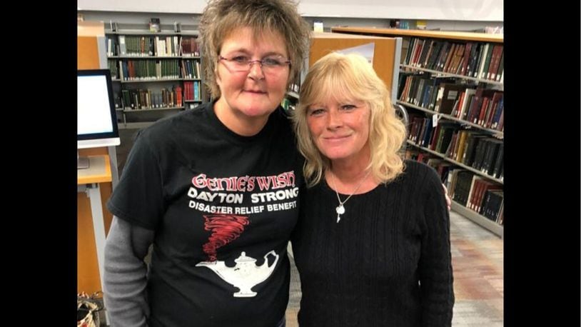 Dayton area resident shared stories of survival as part of the Dayton Strong Storytelling Sessions recorded at the Dayton Metro Library.  Debbie Downey and Angela LeBlanc of Genie's Wish are pictured. They discussed why they helped others are started a non-profit  following the Memorial Day Tornadoes.
