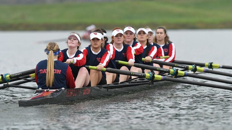 Dayton rower Taylor Alexander (second from left). CONTRIBUTED
