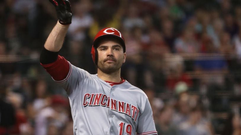PHOENIX, AZ - JULY 09:  Joey Votto #19 of the Cincinnati Reds on-deck during the MLB game against the Arizona Diamondbacks at Chase Field on July 9, 2017 in Phoenix, Arizona. The Reds defeated the Diamondbacks 2-1.  (Photo by Christian Petersen/Getty Images)