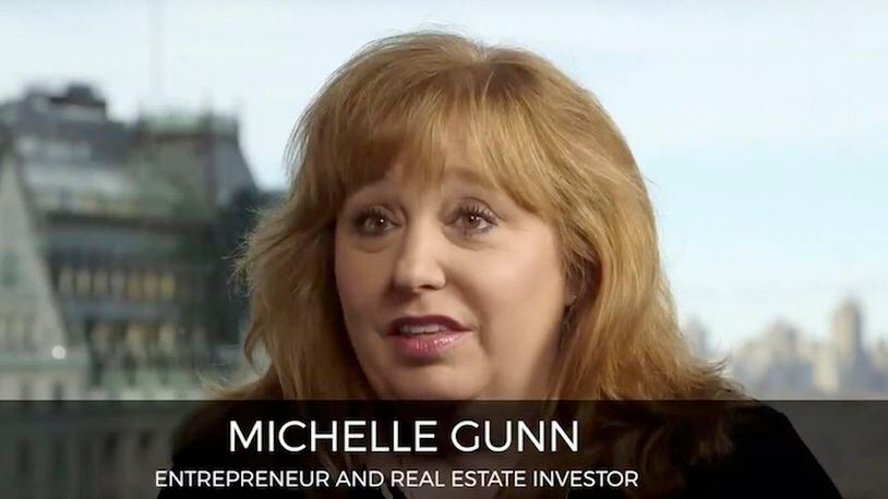 This frame grab from a publicly released video by the Trump campaign shows Michelle Gunn. Donald Trump's campaign sought on June 1 to deflect criticism of his defunct real estate seminars with testimonials from two former students who have business ties to the presumptive Republican presidential nominee. The video recently filmed at Trump Tower in New York features Gunn of Tennessee, who said she made back her Trump University tuition on her very first real estate deal. Not mentioned by the campaign is that the celebrity billionaire previously endorsed a self-help book authored by Gunn's teenage son, titled "Schooled for Success: How I Plan to Graduate from High School a Millionaire." (Donald J. Trump for President via AP)