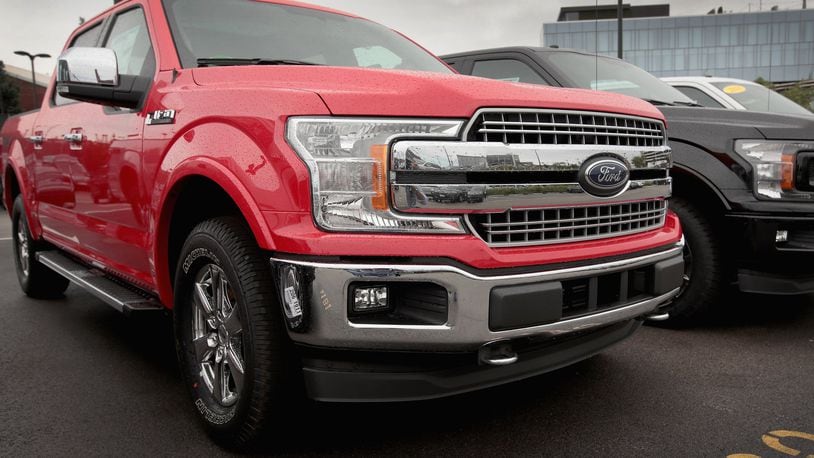 CHICAGO, IL - Ford F-150 pickup trucks are offered for sale at a dealership on Sept. 6, 2018 in Chicago, Illinois. Ford loves to point out that an F-Series pickup rolls off the assembly line every 53 seconds or so. (Photo by Scott Olson/Getty Images)