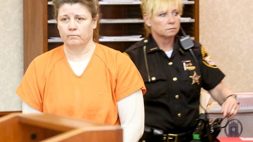 Dawn Shearer, charged with murder for allegedly shooting her ex-husband Tony Shearer to death in Middletown, appeared before Butler County Judge Jennifer McElresh in court, Thursday, April 13, 2017. GREG LYNCH / STAFF