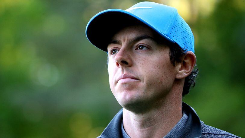 AUGUSTA, GEORGIA - APRIL 09: Rory McIlroy of Northern Ireland reacts on the 13th hole during the third round of the 2016 Masters Tournament at Augusta National Golf Club on April 9, 2016 in Augusta, Georgia. (Photo by Andrew Redington/Getty Images)