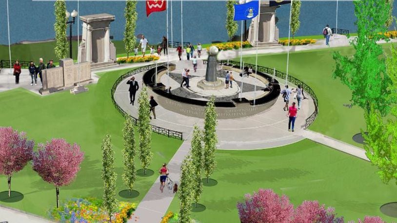 An artist's view of the proposed Honor Park looking from Edwin C. Moses Boulevard toward the Third Street bridge. Contributed