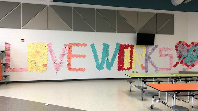 LoveWorks, a Fairfield organization that promotes kindness acts and activities, has been involved in the activities at Compass Elementary this week (Feb. 11-15, 2019) to promote kindness and the district’s character education values. PROVIDED