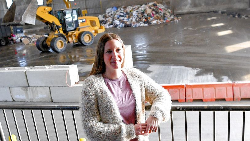 Emily Walker is learning more about recycling and other aspects of the solid waste operations at the Miami County Transfer Station located north of Troy. CONTRIBUTED