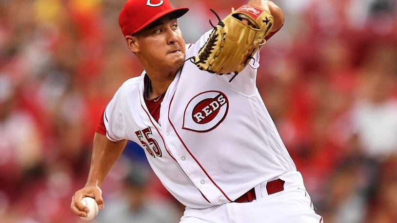 CINCINNATI, OH - JULY 22: Robert Stephenson #55 of the Cincinnati Reds pitches in the second inning against the Miami Marlins at Great American Ball Park on July 22, 2017 in Cincinnati, Ohio. (Photo by Jamie Sabau/Getty Images)