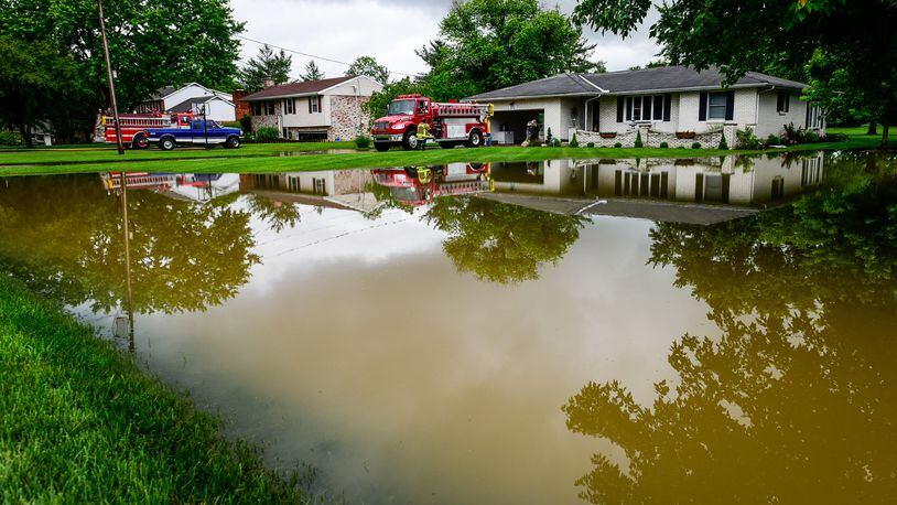 Butler County didn’t experience flooding like other counties did on Friday. Pictured here is flooding from a recent that hit Seven Mile hard. NICK GRAHAM/STAFF