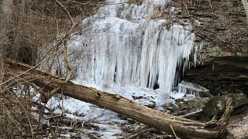 Beth Adelman of Englewood took this photo in December the day after the Dayton area’s first freezing day. She says, “I was hiking with a friend at Englewood MetroPark, and we came upon the frozen falls. What a beautiful site.”