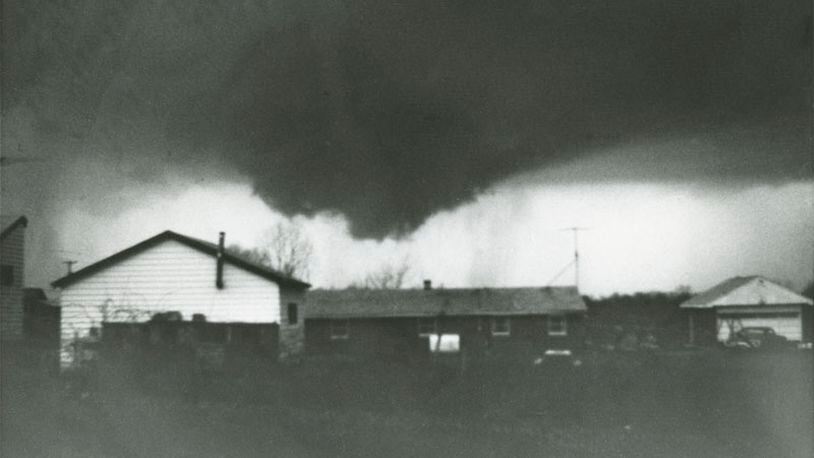 April 3, 1974: a funnel clouds takes aim at Xenia, Ohio