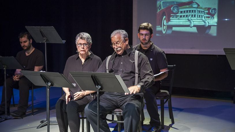 The winner of the 2018 FutureFest at the Dayton Playhouse is “Of Men and Cars” by Los Angeles playwright Jim Geoghan. The comedy, presented in reader’s theater format, featured University of Cincinnati student Spencer Berta as Jim (pictured in the back seat) Saul Caplan as Dad, Pam McGinnis as Mom. The show was directed by Dawn Roth Smithmand was also voted Audience Favorite. CONTRIBUTED/ART FABIAN