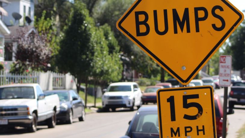 There are 426 speed bumps and humps on Dayton’s streets. CORNELIUS FROLIK / STAFF