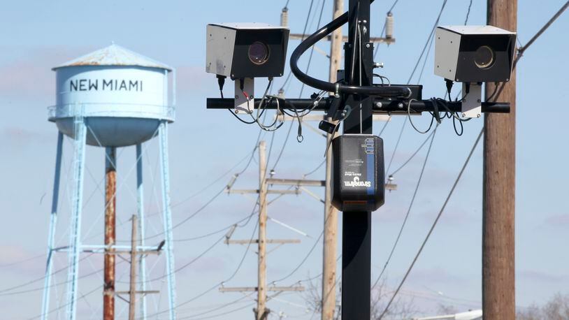 Former New Miami speed camera that was deemed unconstitutional. STAFF FILE PHOTO