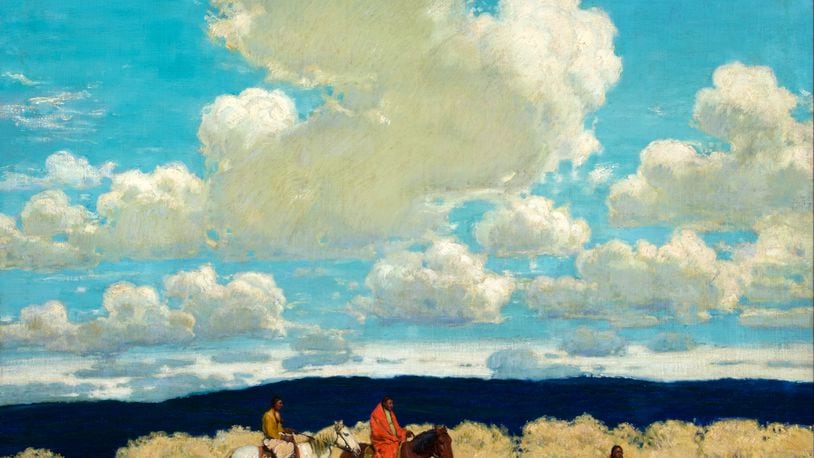 E. Martin Hennings captures the skies, landscape people of the American Southwest in "Beneath Clouded Skies'' which is part of the “New Beginnings: An American Story of Romantics and Modernists in the West” exhibit at the Dayton Art Institute.  PHOTO COURTESY THE TIA COLLECTION