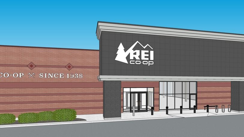 A rendering of the newest REI Co-op store in Beavercreek. The company will open its doors at 2500 North Fairfield Road on April 5. CONTRIBUTED
